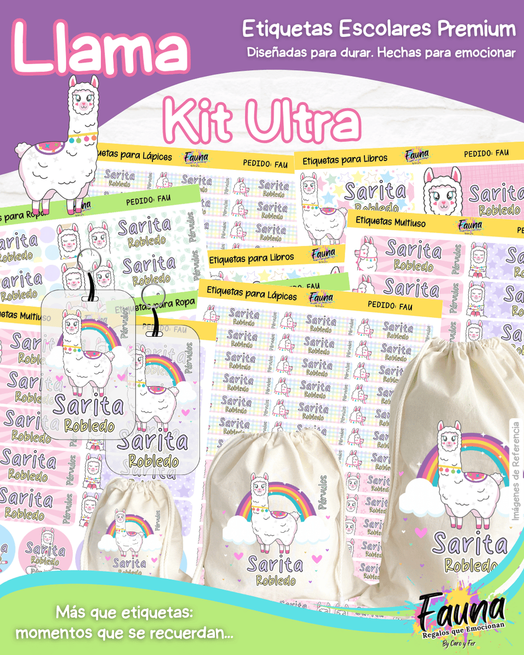 Llama 🦙 - Etiquetas Escolares Premium Personalizadas