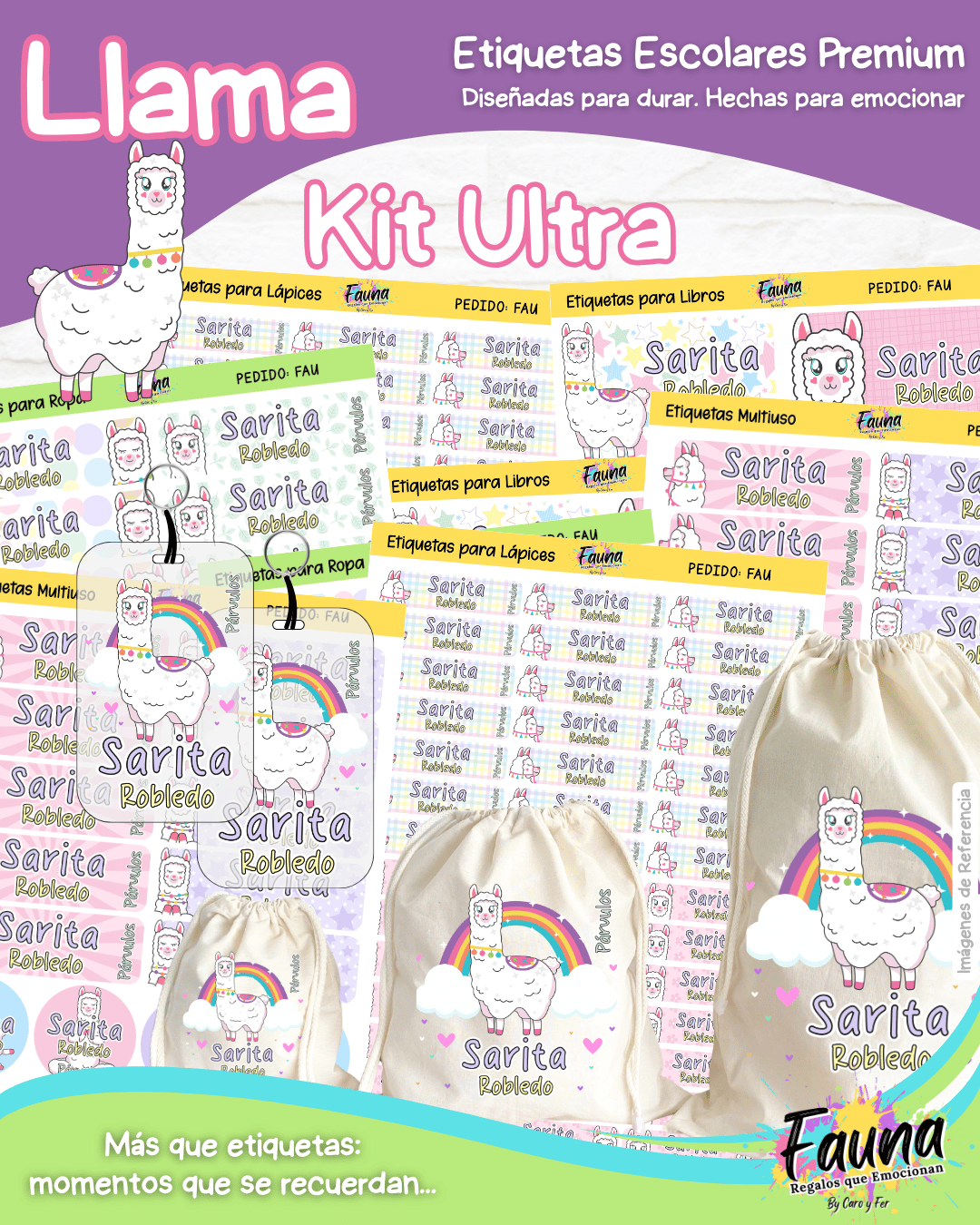 Llama 🦙 - Etiquetas Escolares Premium Personalizadas