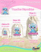 Monstruito Rosa 💖 - Tula personalizada para niña – multiusos con nombre