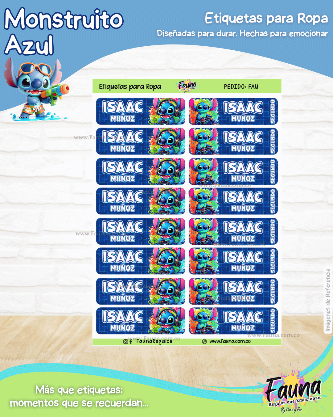 Monstruito Azul 💙 - Etiquetas Escolares Premium Personalizadas