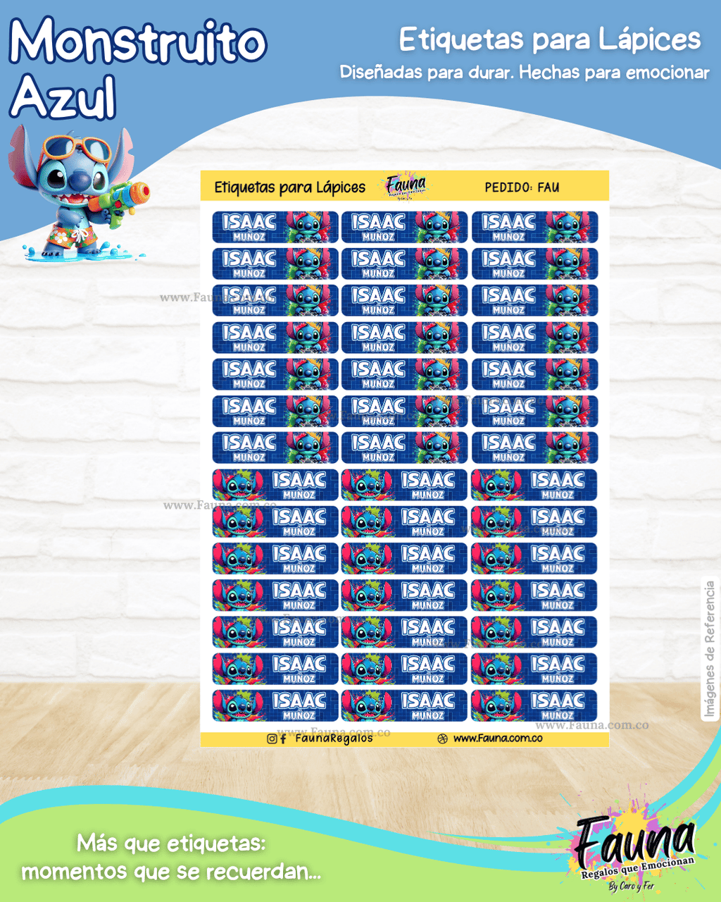 Monstruito Azul 💙 - Etiquetas Escolares Premium Personalizadas