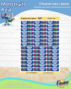 Monstruito Azul 💙 - Etiquetas Escolares Premium Personalizadas