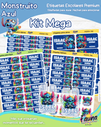 Monstruito Azul 💙 - Etiquetas Escolares Premium Personalizadas