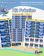 Monstruito Azul 💙 - Etiquetas Escolares Premium Personalizadas