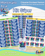 Monstruito Azul 💙 - Etiquetas Escolares Premium Personalizadas
