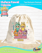 Muñeca Kawaii Colorida 🌈 - Tula personalizada para niña – multiusos con nombre