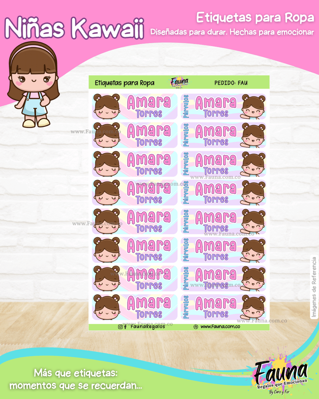 Niñas Kawaii 🌸 - Etiquetas Escolares Premium Personalizadas