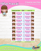 Niñas Kawaii 🌸 - Etiquetas Escolares Premium Personalizadas
