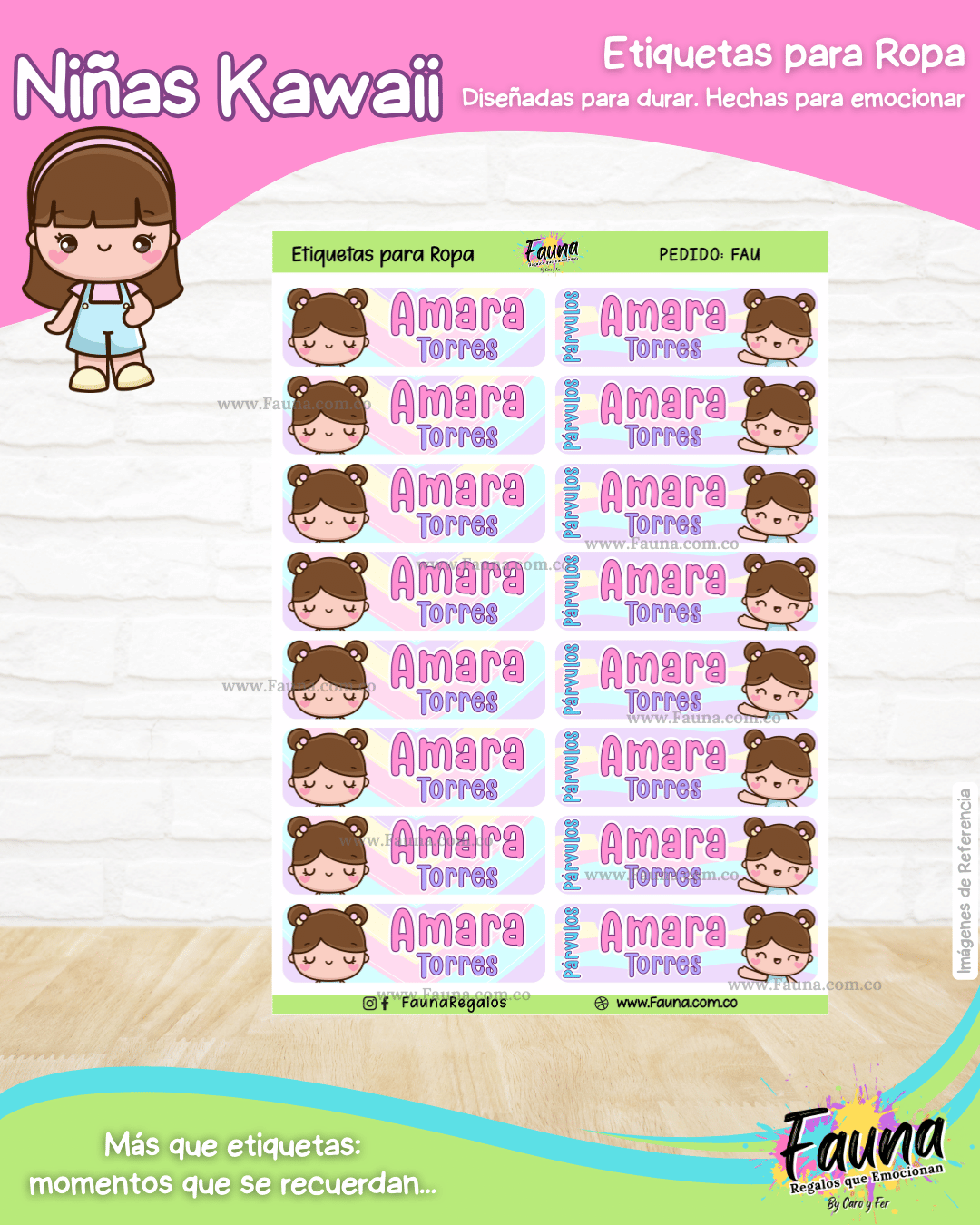 Niñas Kawaii 🌸 - Etiquetas Escolares Premium Personalizadas