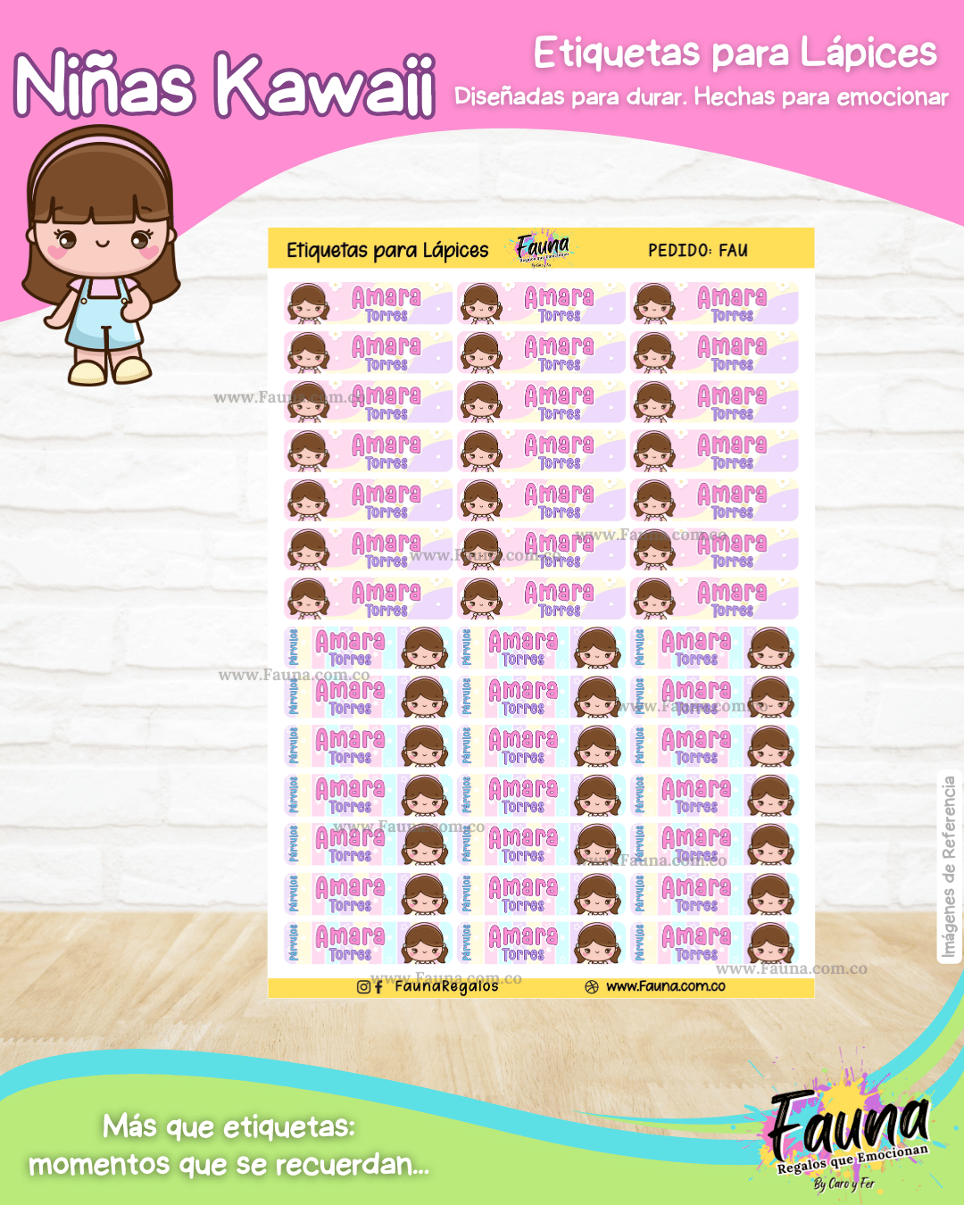 Niñas Kawaii 🌸 - Etiquetas Escolares Premium Personalizadas