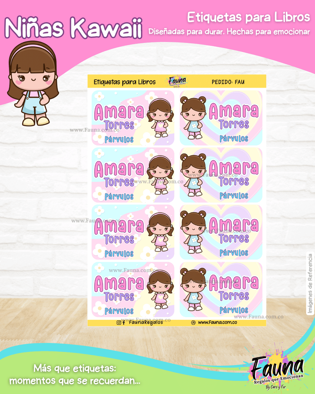 Niñas Kawaii 🌸 - Etiquetas Escolares Premium Personalizadas