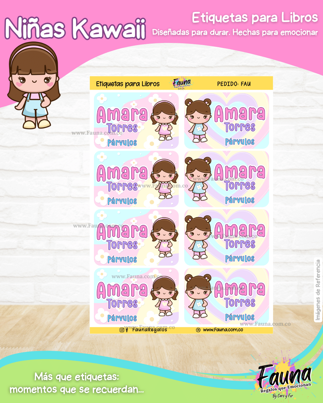 Niñas Kawaii 🌸 - Etiquetas Escolares Premium Personalizadas