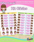 Niñas Kawaii 🌸 - Etiquetas Escolares Premium Personalizadas