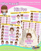 Niñas Kawaii 🌸 - Etiquetas Escolares Premium Personalizadas