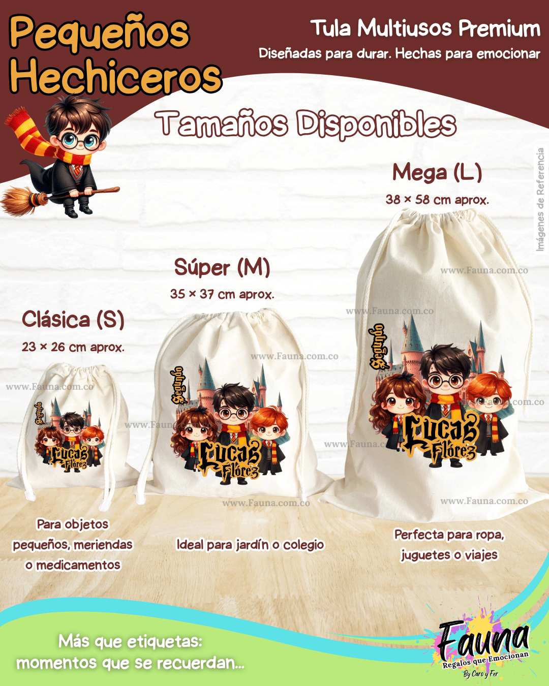 Pequeños Hechiceros 🪄 - Tula personalizada para niños – multiusos con nombre
