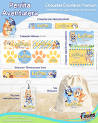 Perrita Aventurera 🐾 - Etiquetas Escolares Premium Personalizadas