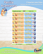 Perrita Aventurera 🐾 - Etiquetas Escolares Premium Personalizadas