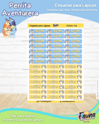 Perrita Aventurera 🐾 - Etiquetas Escolares Premium Personalizadas