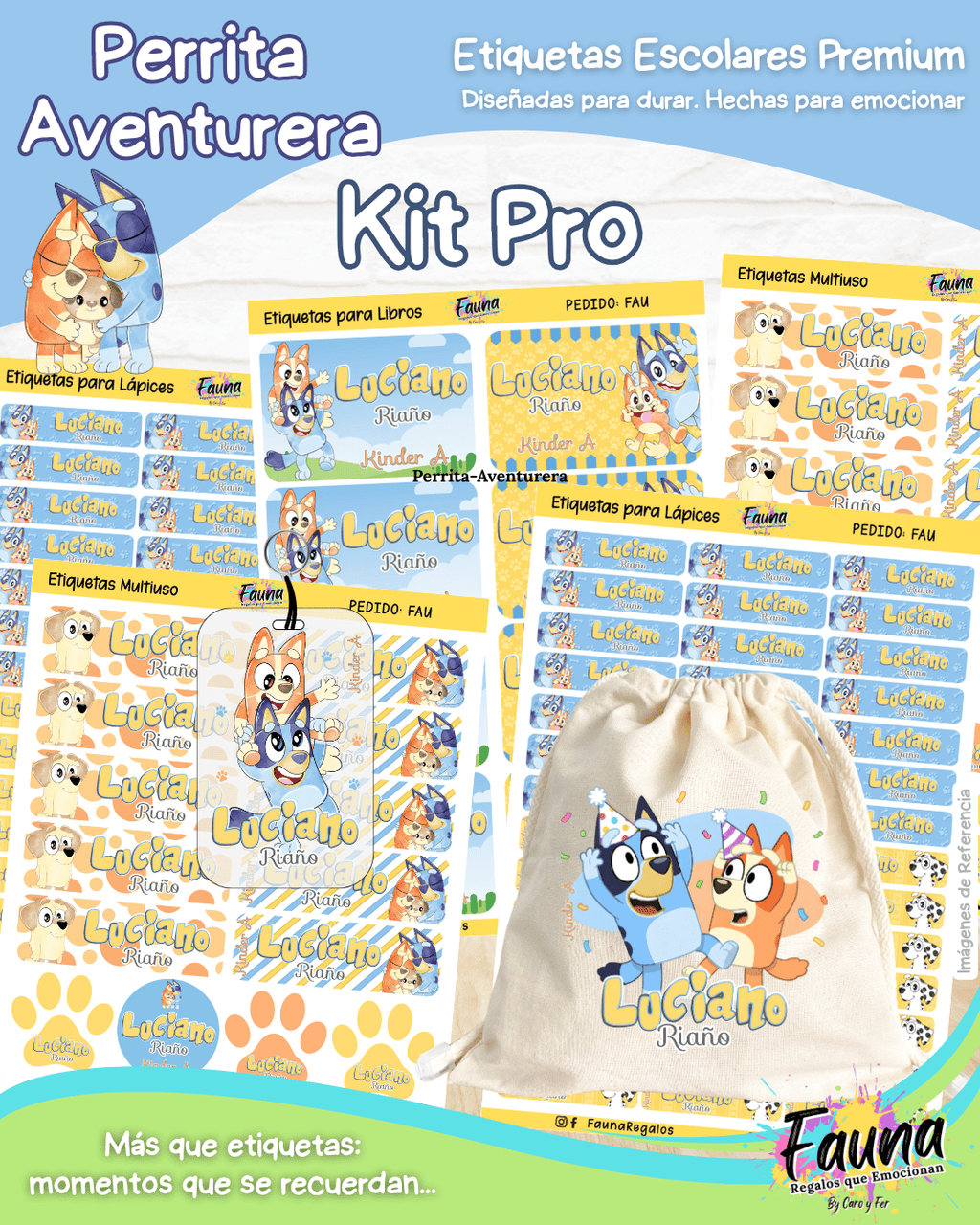 Perrita Aventurera 🐾 - Etiquetas Escolares Premium Personalizadas