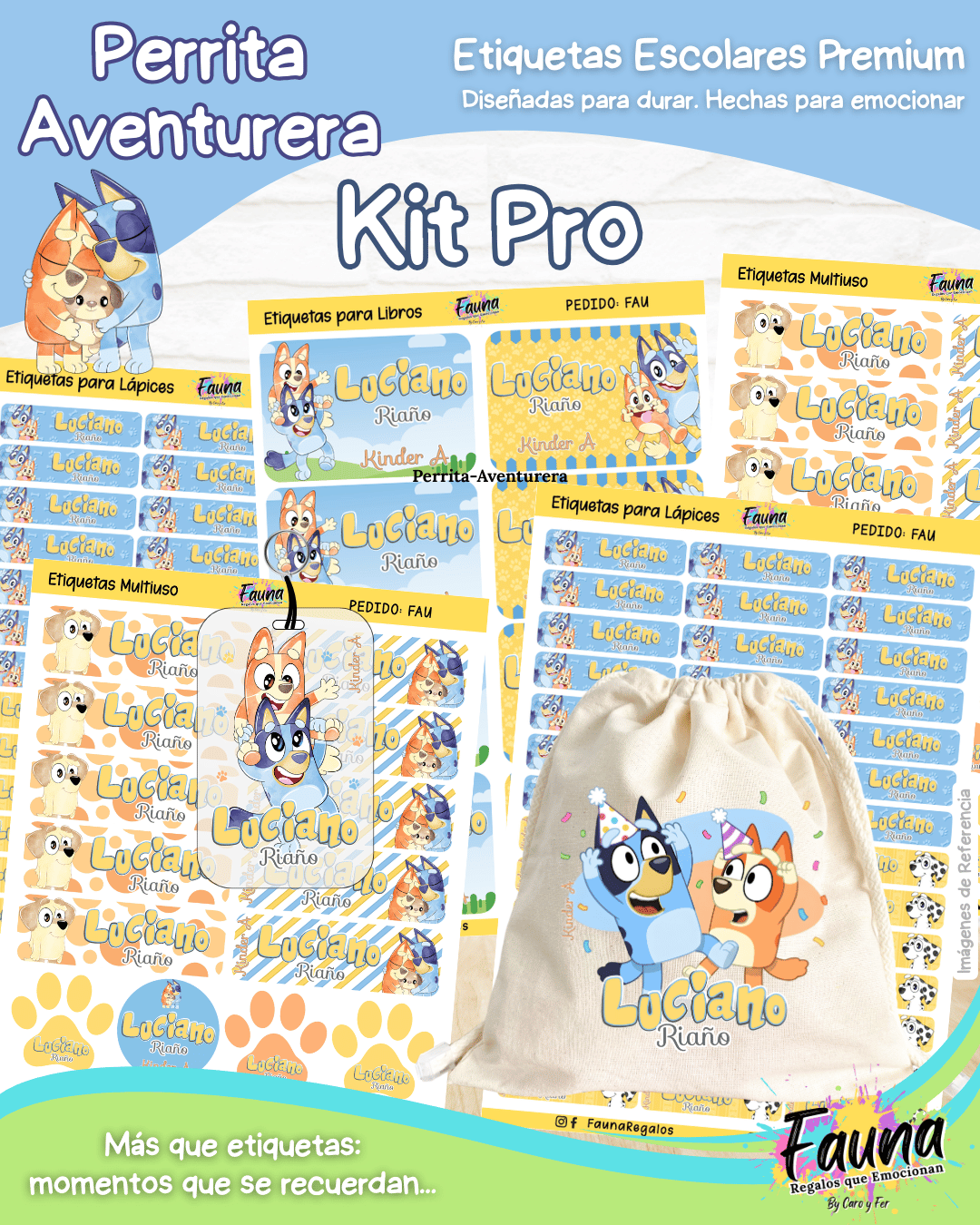 Perrita Aventurera 🐾 - Etiquetas Escolares Premium Personalizadas