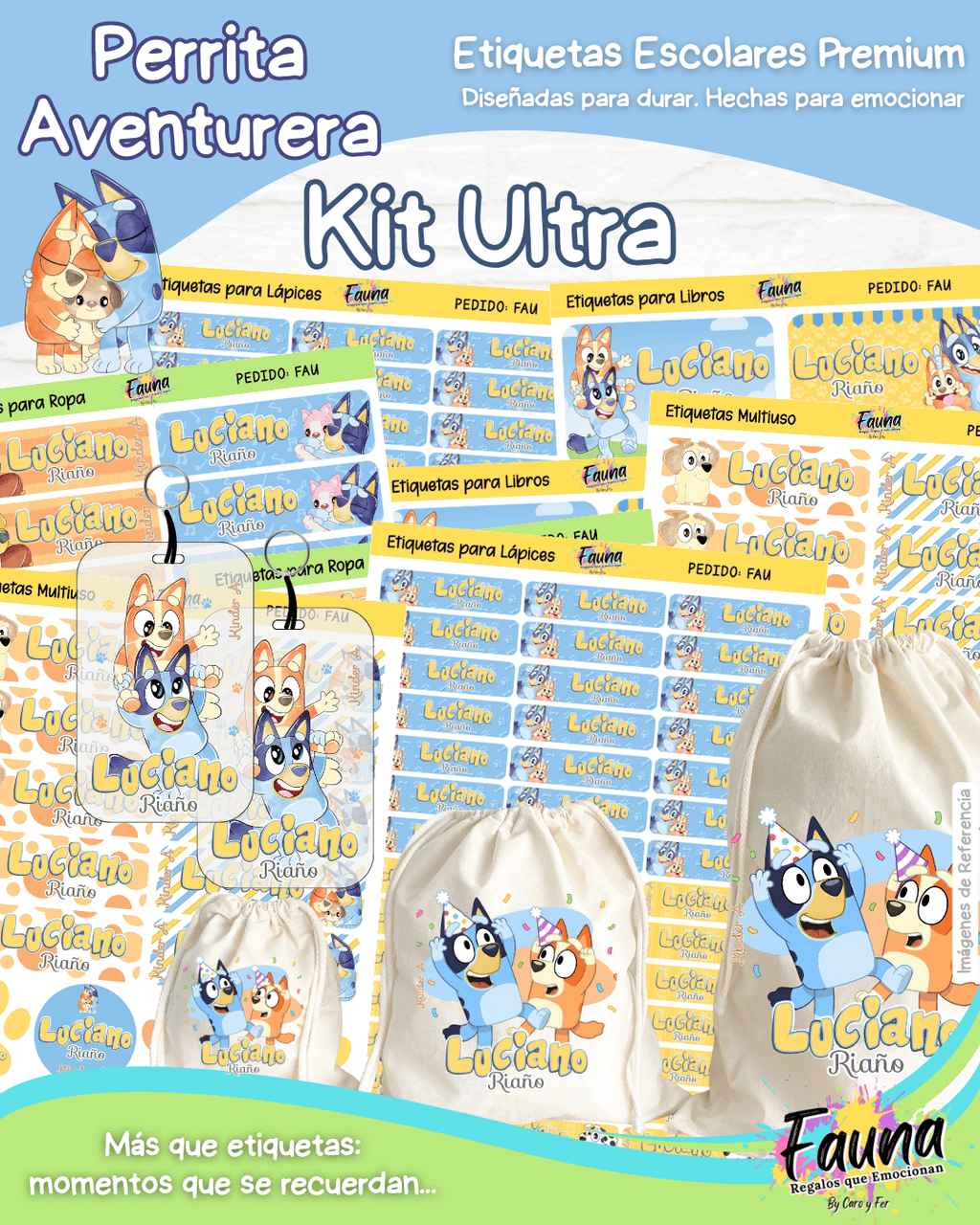 Perrita Aventurera 🐾 - Etiquetas Escolares Premium Personalizadas