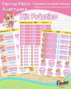Perrita Piloto Aventurera 💗 - Etiquetas Escolares Premium Personalizadas