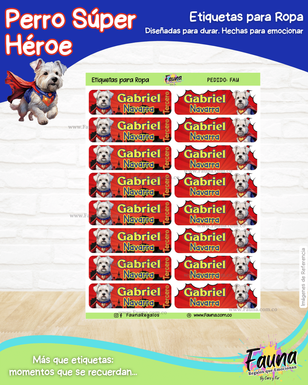 Perro Súper Héroe 🐶 - Etiquetas Escolares Premium Personalizadas