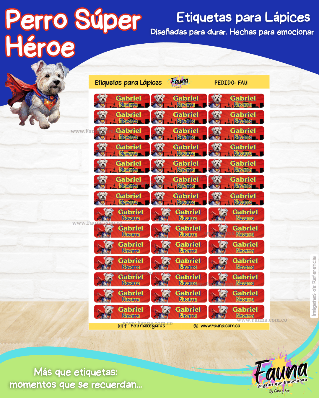 Perro Súper Héroe 🐶 - Etiquetas Escolares Premium Personalizadas