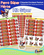 Perro Súper Héroe 🐶 - Etiquetas Escolares Premium Personalizadas