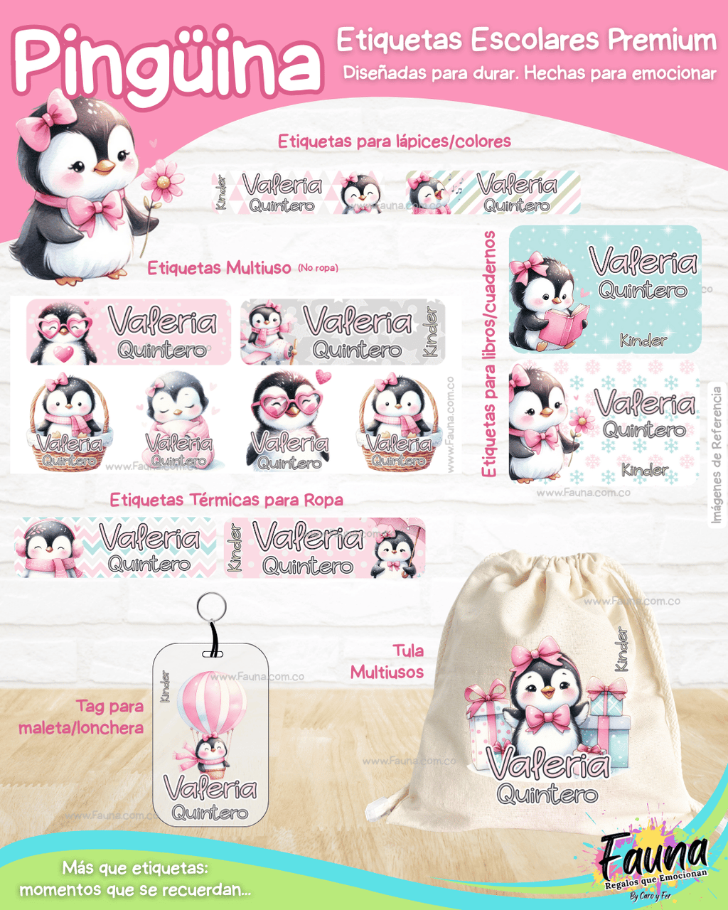 Pingüina 🐧 - Etiquetas Escolares Premium Personalizadas