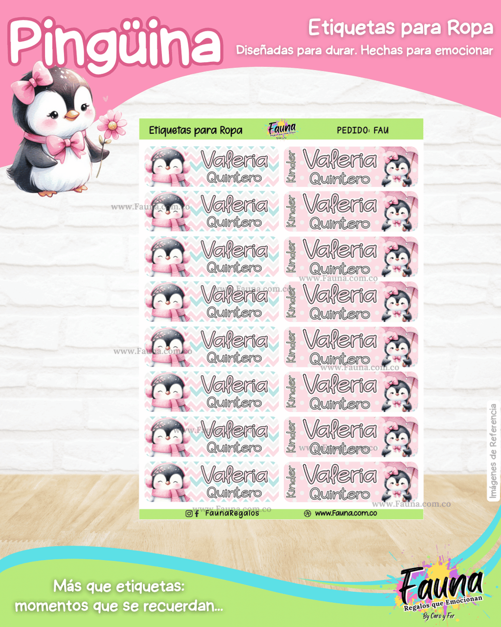 Pingüina 🐧 - Etiquetas Escolares Premium Personalizadas