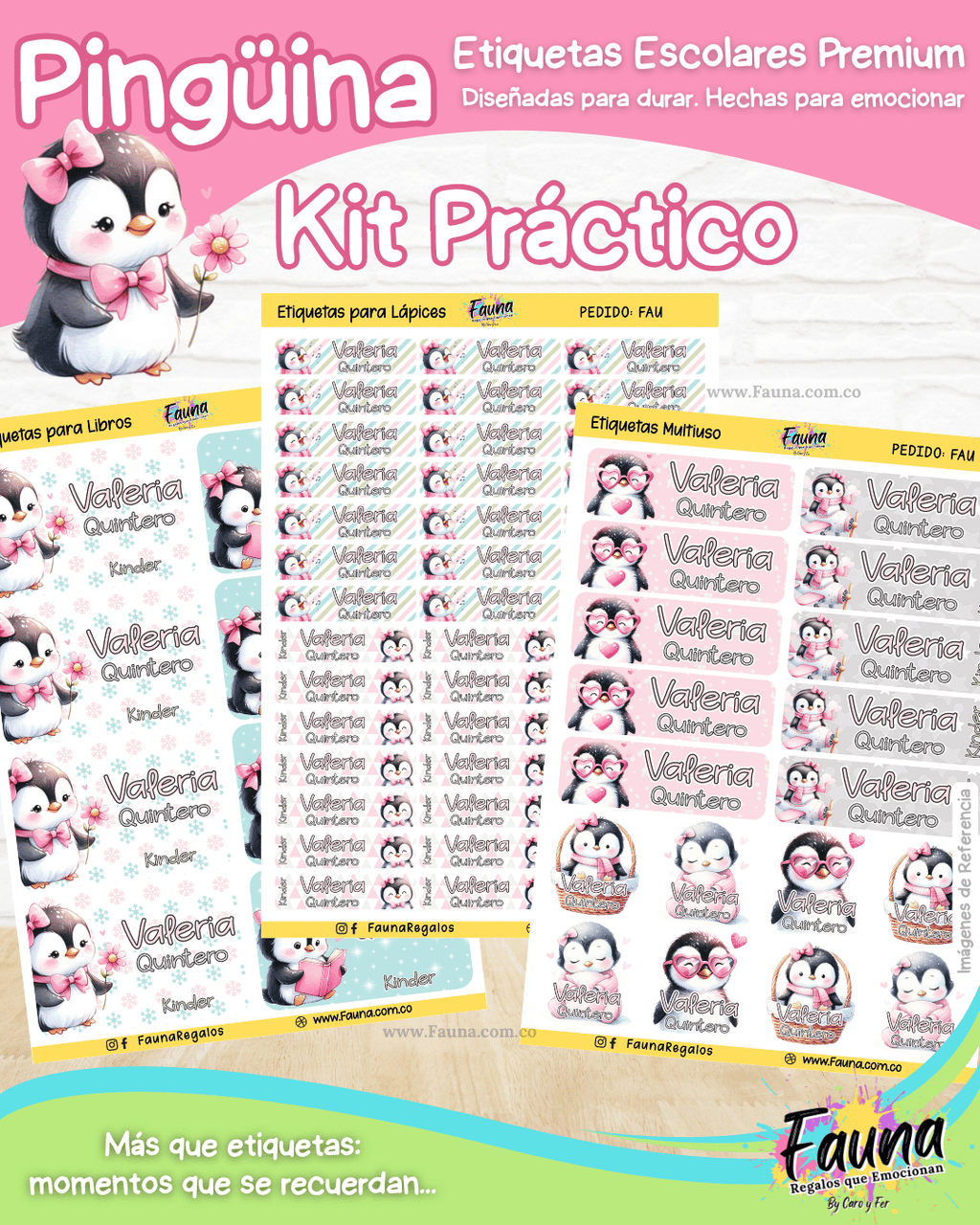 Pingüina 🐧 - Etiquetas Escolares Premium Personalizadas