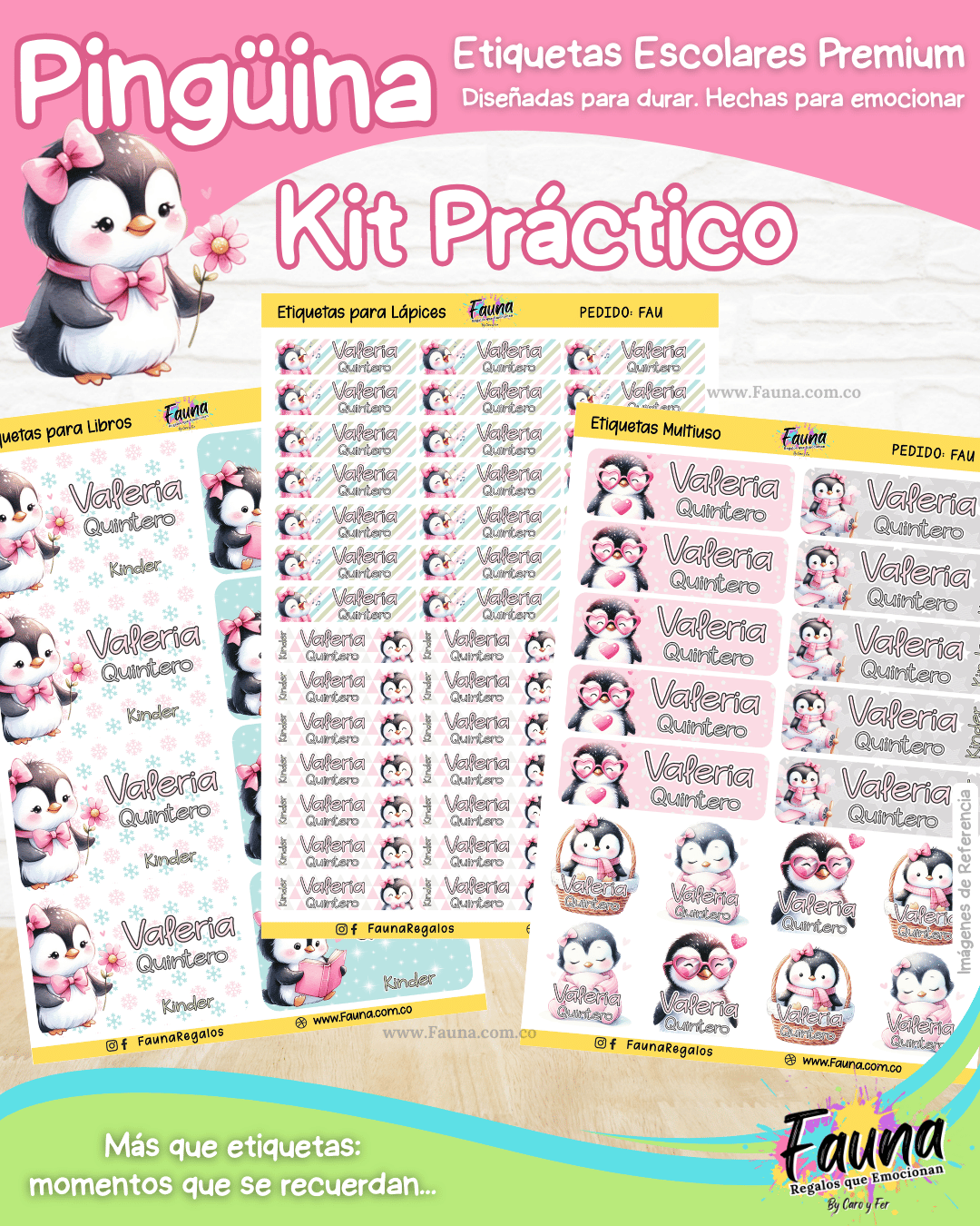 Pingüina 🐧 - Etiquetas Escolares Premium Personalizadas