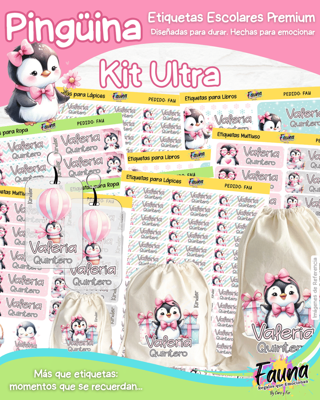 Pingüina 🐧 - Etiquetas Escolares Premium Personalizadas