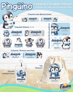 Pingüino ❄️ - Etiquetas Escolares Premium Personalizadas