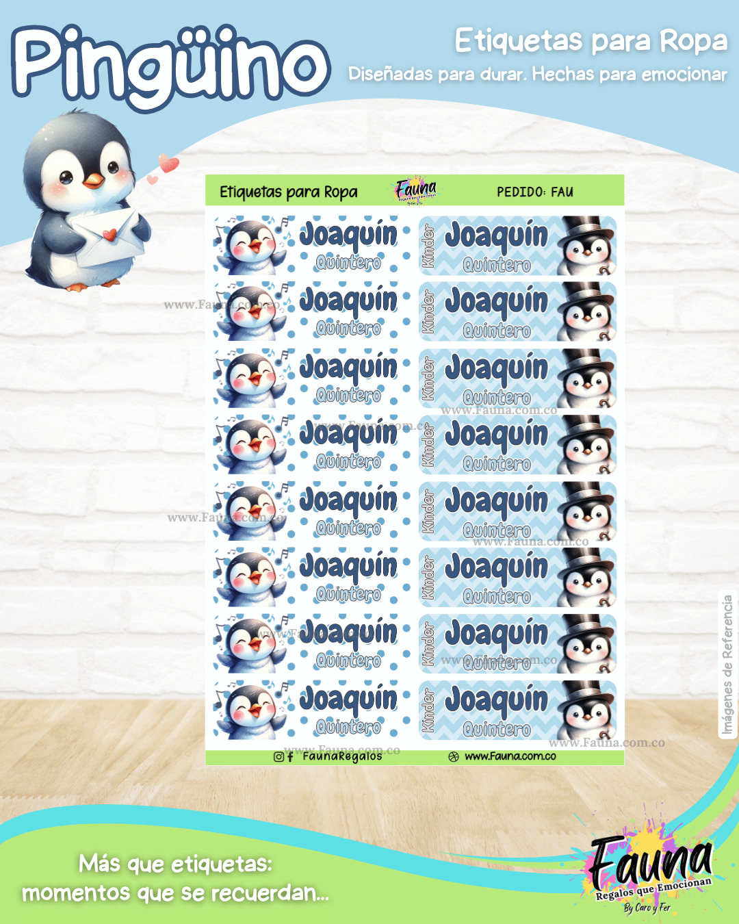 Pingüino ❄️ - Etiquetas Escolares Premium Personalizadas
