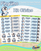 Pingüino ❄️ - Etiquetas Escolares Premium Personalizadas