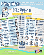 Pingüino ❄️ - Etiquetas Escolares Premium Personalizadas