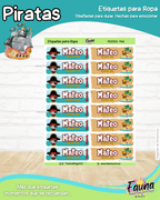 Piratas 🦜 - Etiquetas Escolares Premium Personalizadas