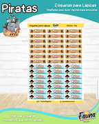 Piratas 🦜 - Etiquetas Escolares Premium Personalizadas