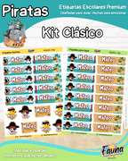 Piratas 🦜 - Etiquetas Escolares Premium Personalizadas