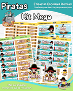 Piratas 🦜 - Etiquetas Escolares Premium Personalizadas