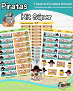 Piratas 🦜 - Etiquetas Escolares Premium Personalizadas
