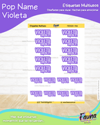 Pop Name – Violeta 💜 - Etiquetas Escolares Premium Personalizadas