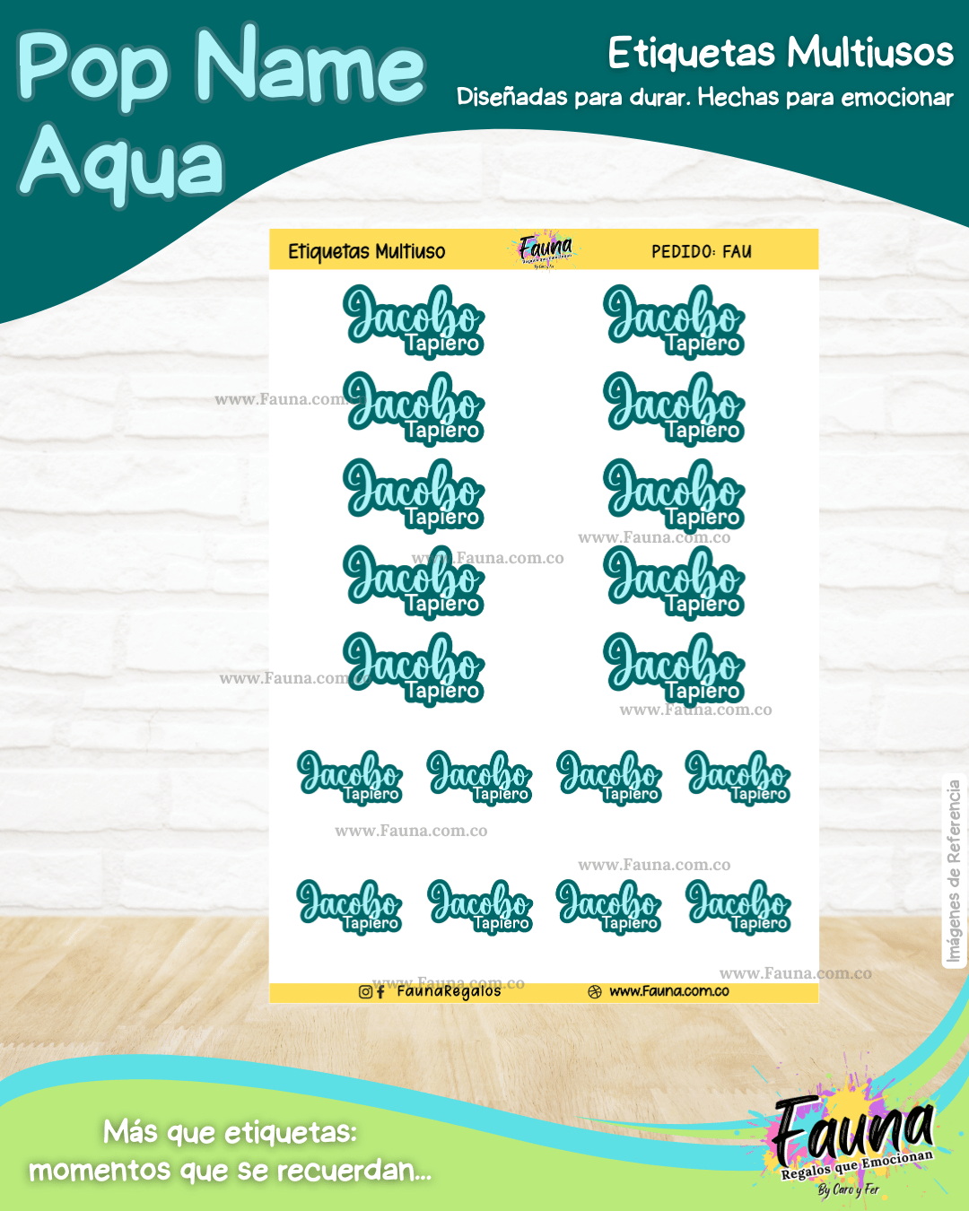 Pop Name – Aqua 💧 - Etiquetas Escolares Premium Personalizadas