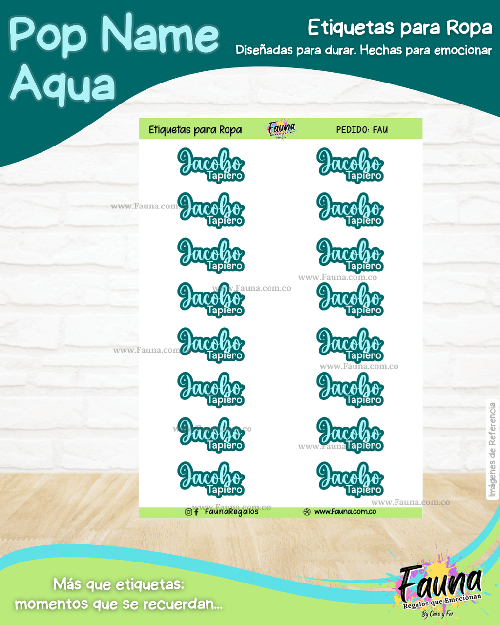Pop Name – Aqua 💧 - Etiquetas Escolares Premium Personalizadas