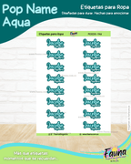 Pop Name – Aqua 💧 - Etiquetas Escolares Premium Personalizadas