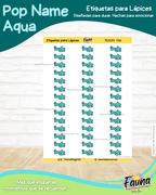 Pop Name – Aqua 💧 - Etiquetas Escolares Premium Personalizadas