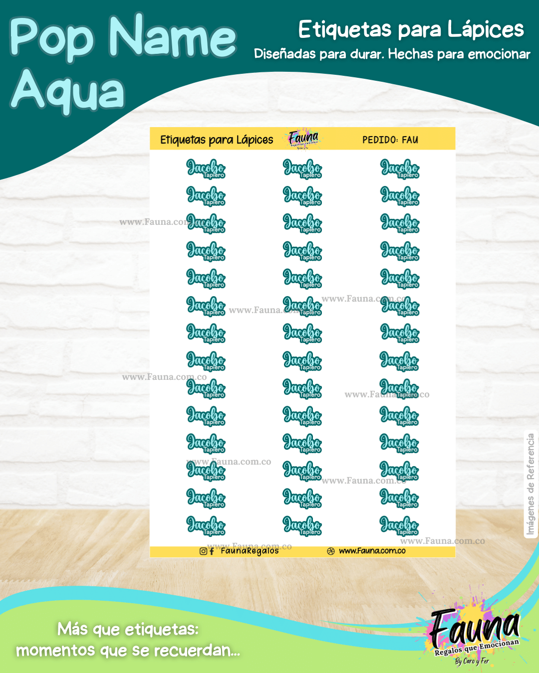 Pop Name – Aqua 💧 - Etiquetas Escolares Premium Personalizadas