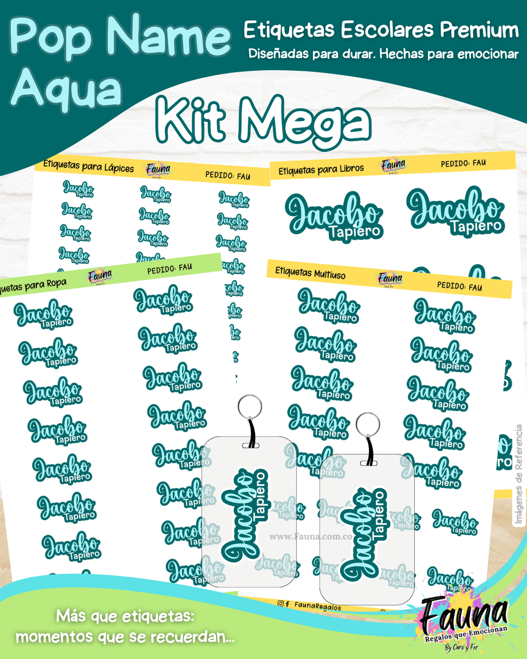 Pop Name – Aqua 💧 - Etiquetas Escolares Premium Personalizadas